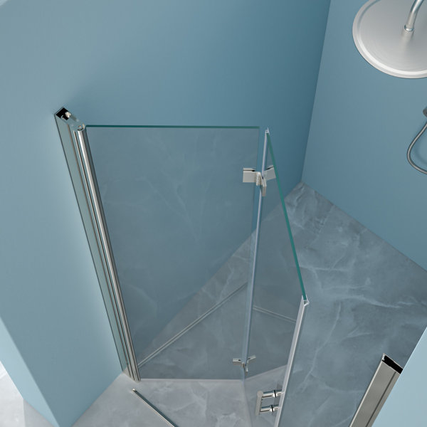 MJ RENOVATION GROUP LLC 34"W x 72"H Pivoting Frameless Swing Shower
